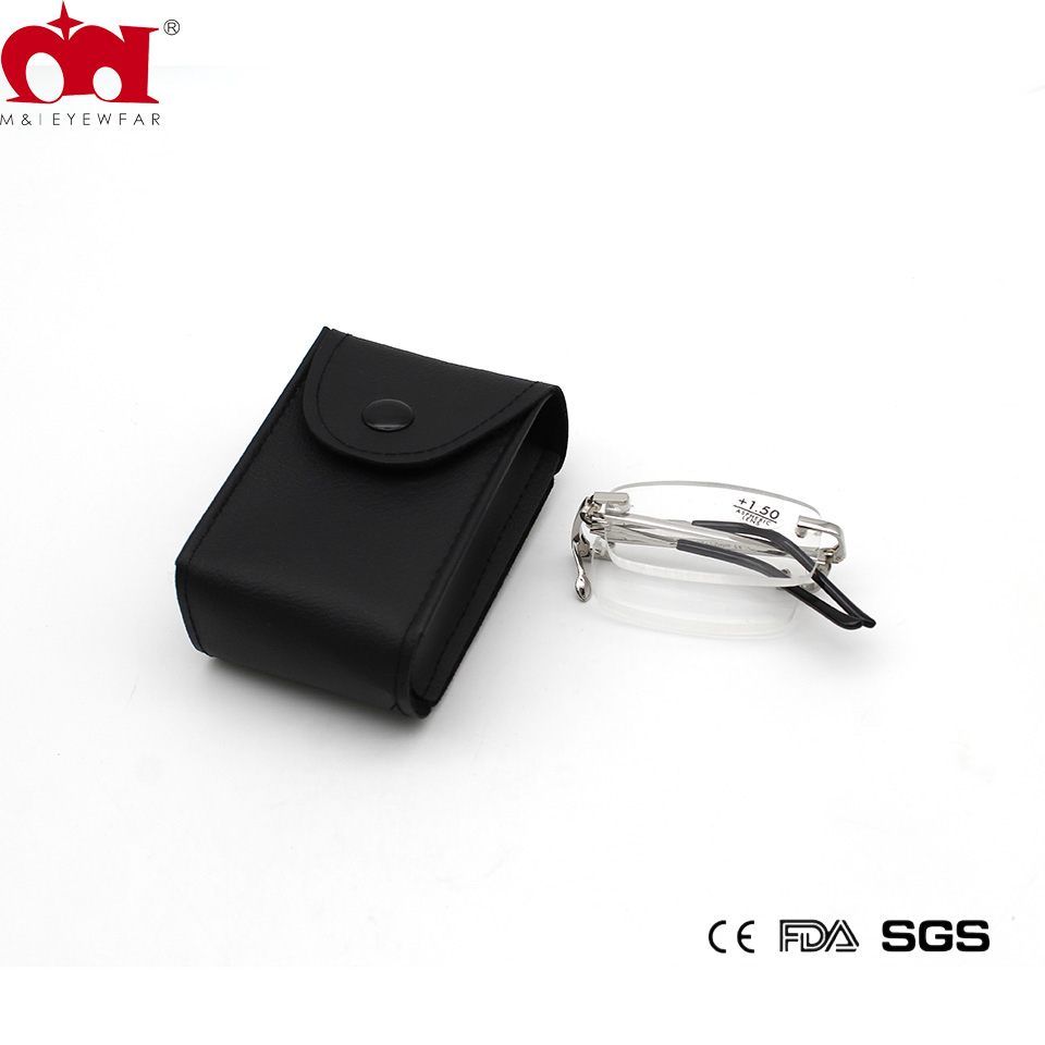 Black Simple Snap-on Portable Small Case Folding Reading Glasses Box