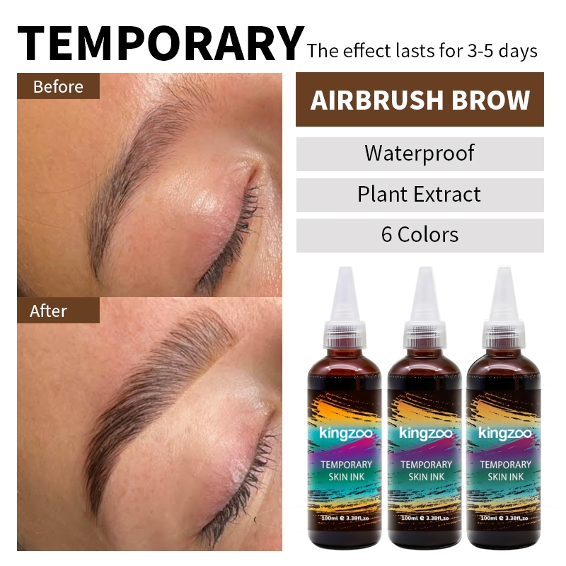 Professional Airbrush Brow Tint Kit Waterproof Long-Lasting Hybrid Eyebrow Dye Spray in Medium Brown