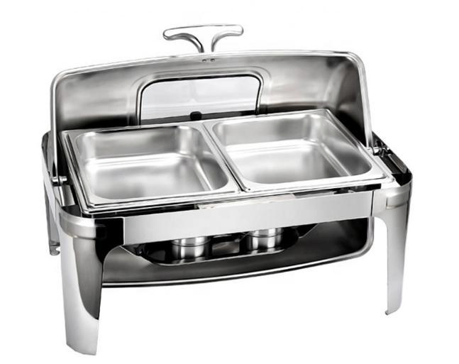 Rectangular Roll Top Chafing Dish with Invisible Lid Single Compartment