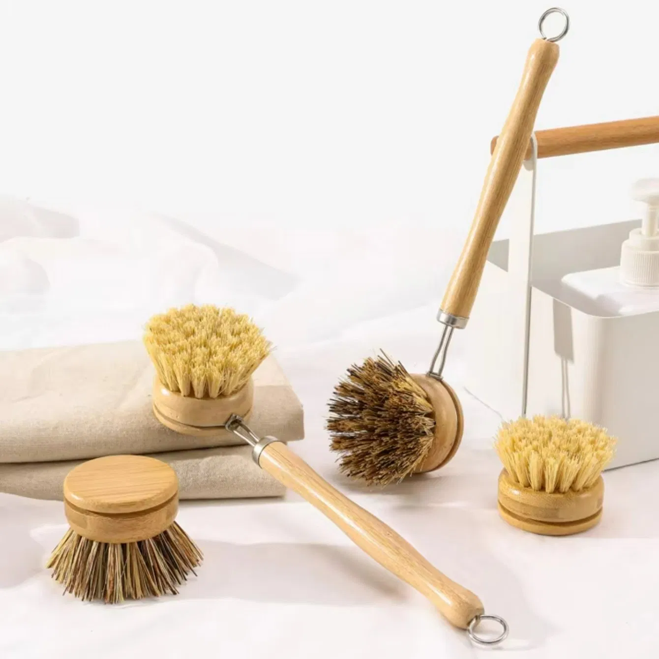 All-Natural Long-Handled Sisal Bristles Cleaning Brush for Kitchen