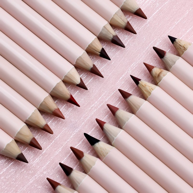 Vegan Pink Long Lasting Waterproof Brown Lip Liner Pencils Wholesale Custom Waterproof Wooden Lip Liner Custom Logo