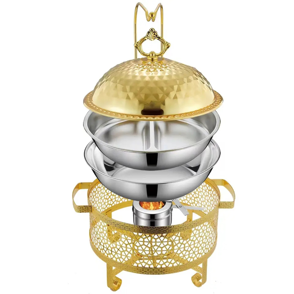 Factory Wholesale Gold Chafing Dish Buffet Set Stainless Steel Catering Food Warmer for Parties Weddings Dinners