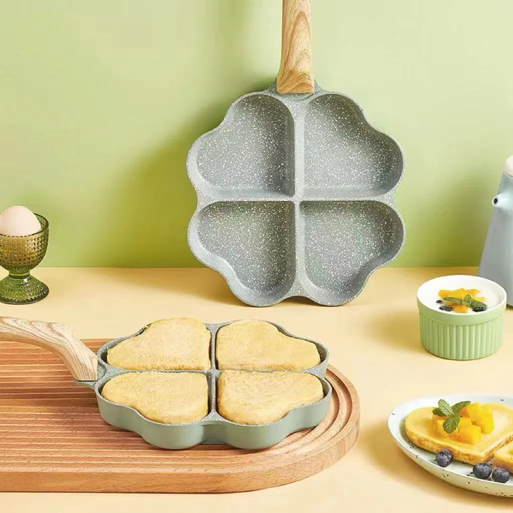 New 4 Holes Aluminium Alloy Non-Stick Cake Maker Multifunctional Omelette Pan