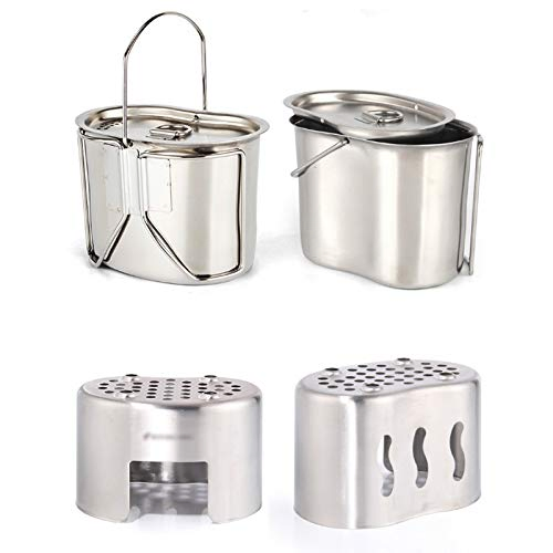 Stove Canteen Cup Hanging Pot Outdoor Backpacking Hiking Picnic Camping Cookware Set
