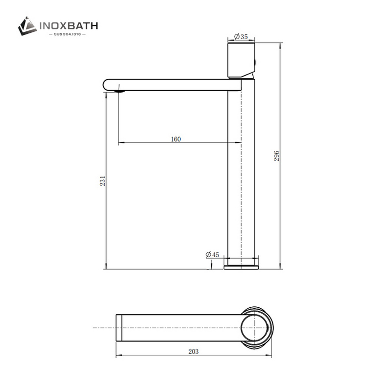 316 Stainless Steel Basin Mixer Faucet for European and Australian Markets