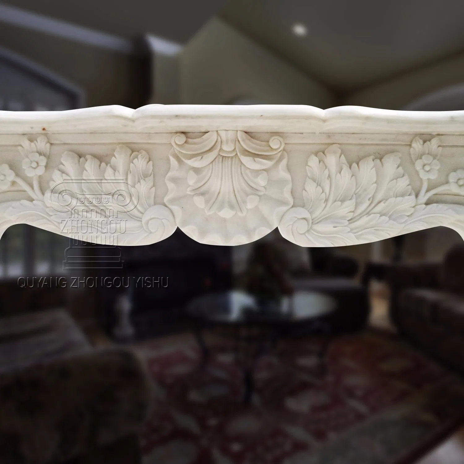 French Style Natural Home Decoration White Marble Fireplace