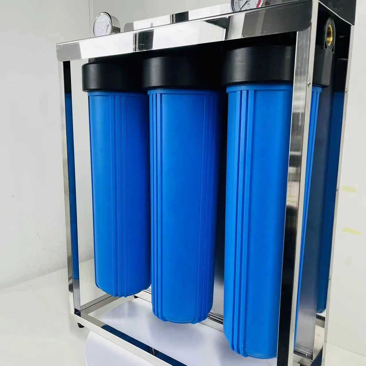 Whole House 3 Stage Big Blue Jumbo Water Filter with Pressure Gauge