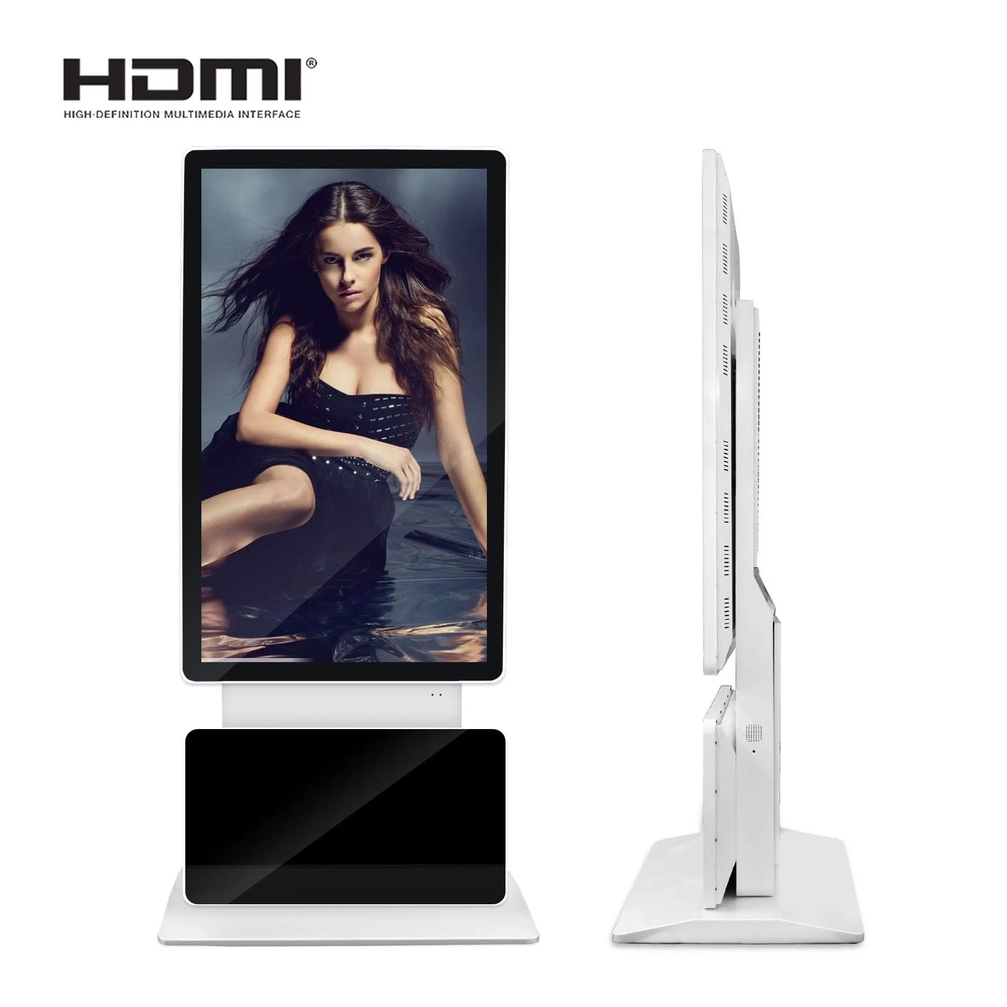 55" Touch Screen PC Kiosk Free Standing Digital Signage Portrait and Landscape Switchable 90 Degree Rotate Advertising Player