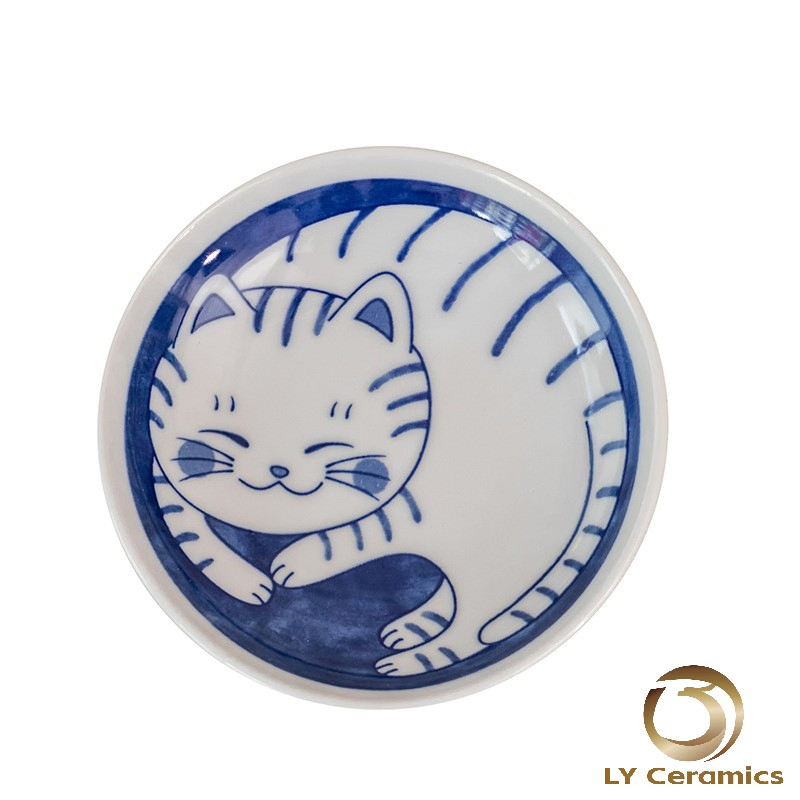 4.25"Saucer Soup Plate Pad Printing Cute Cat Porcelware Hotelware Ceramic Tableware