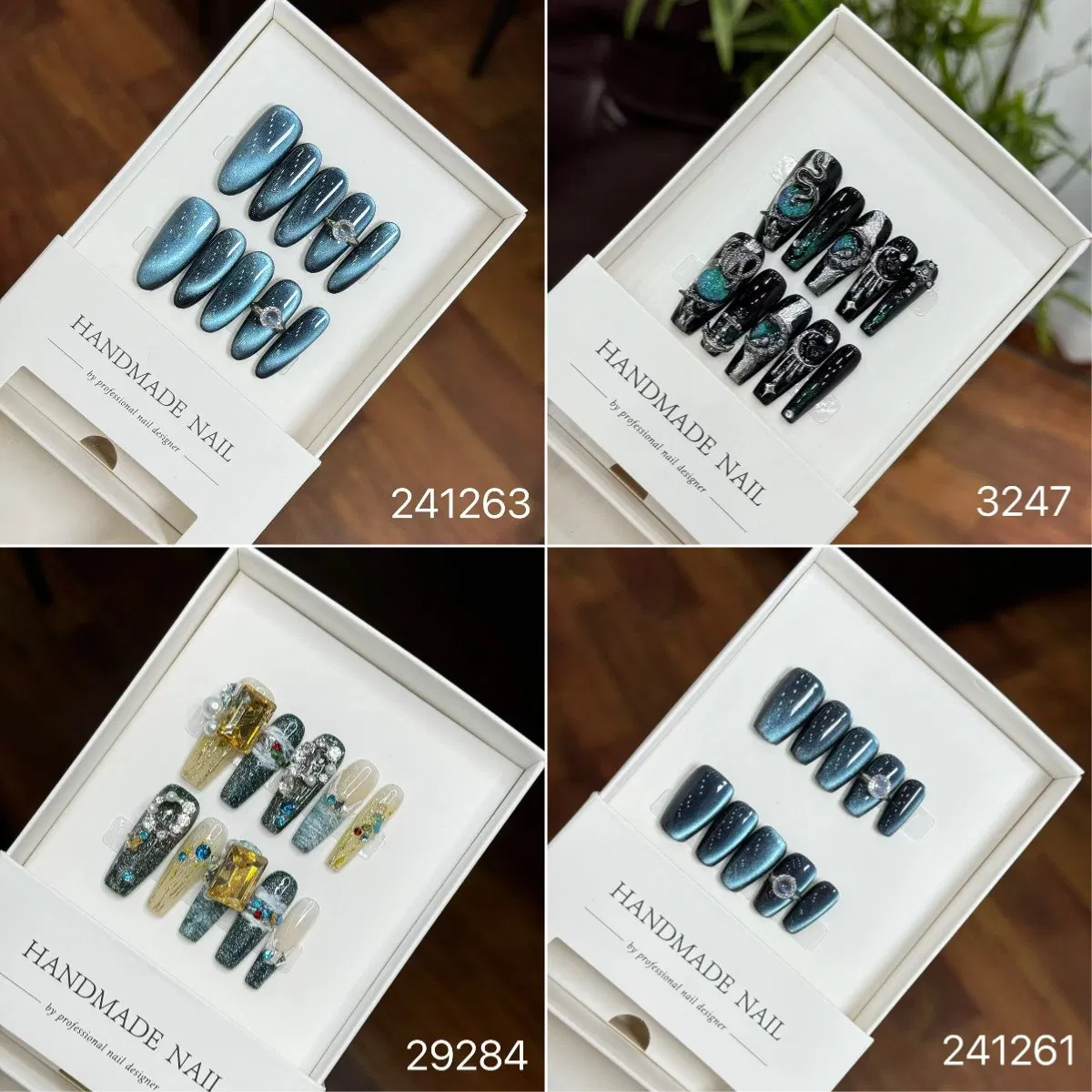 Handmade Kitty Acrylic Artificial Gel Wear Press on Fake Nails Gel Art Polish Pick Finished Manicure Removable Finger False Artificial Nails