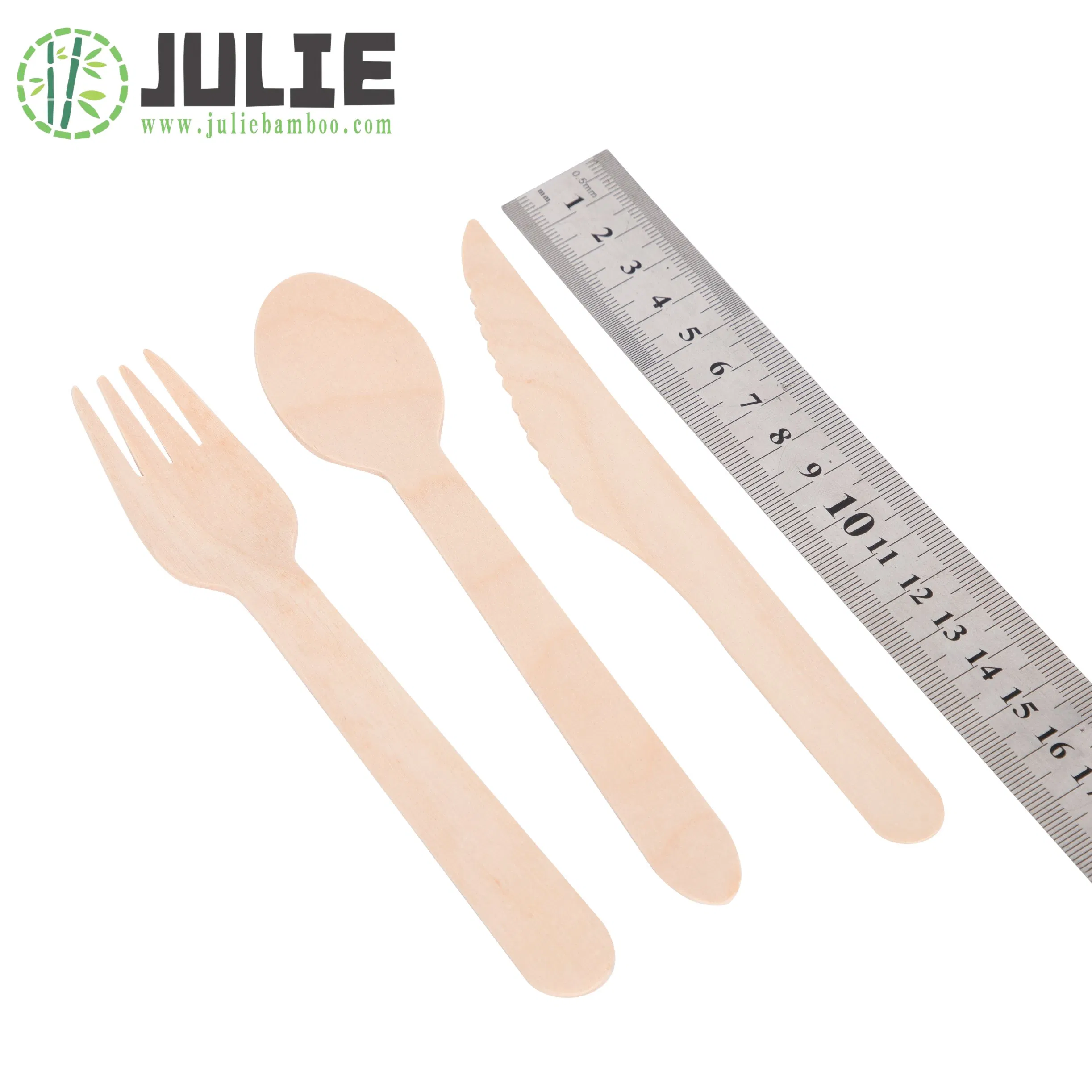 Food Grade Factory-Direct Eco-Friendly Biodegradable High Quality 100% Natural Birch Wooden Cutlery Knife Fork Spoon 160mm