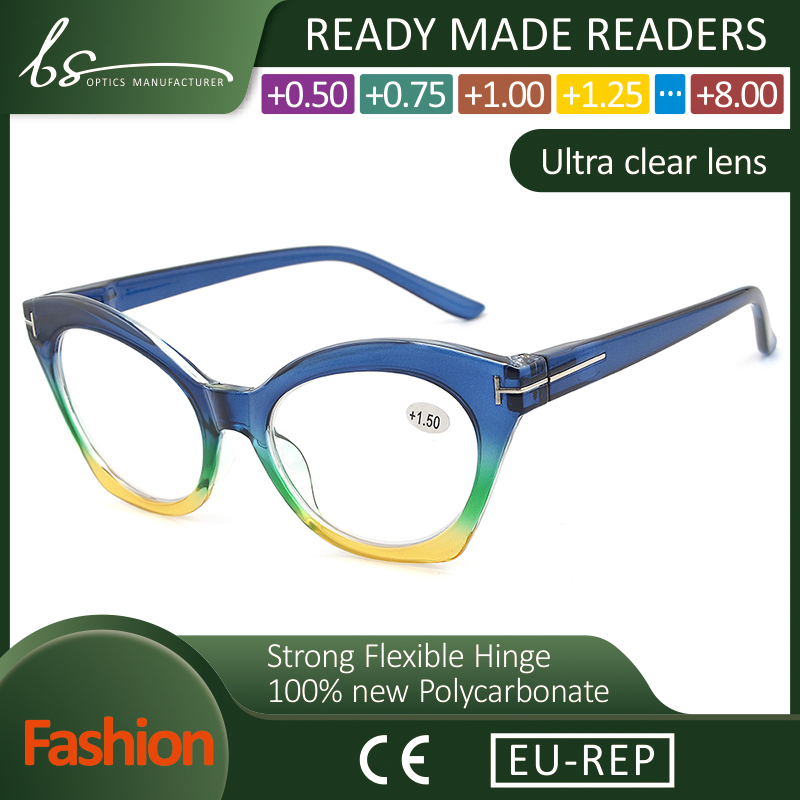 High Quality Fashion Trend Wholesales PC Frame Cat Eye Reading Glasses for Women