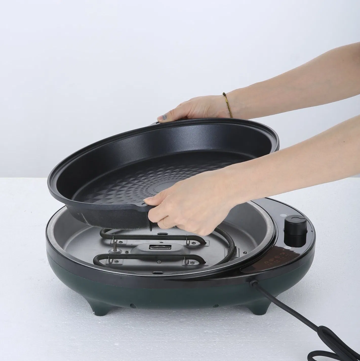 35cm Hot Sell Aluminium Non Stick Electric Grill Pan Electric Pizza Pan