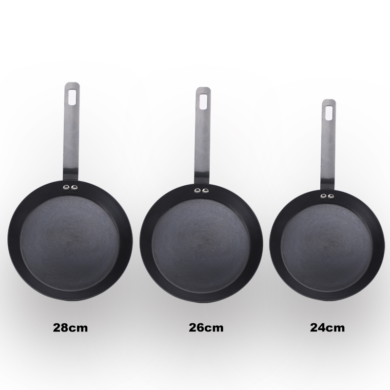 Factory Price Easy to Use Black Round Carbon Steel Fry Pan with Nonstick Surface (9" 10" 11")