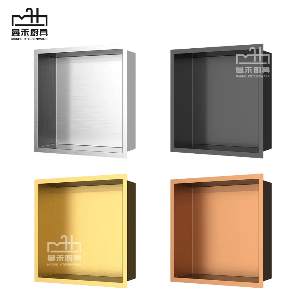 Встраиваемая ниша для душа из нержавеющей стали, матовый черный