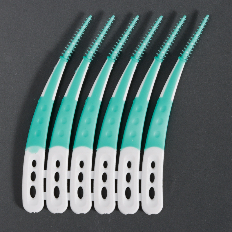 Disposable Soft Rubber Dental Picks Home Use Interdental Brush Toothpicks Adult Teeth Cleaner in Blister Card Packaging