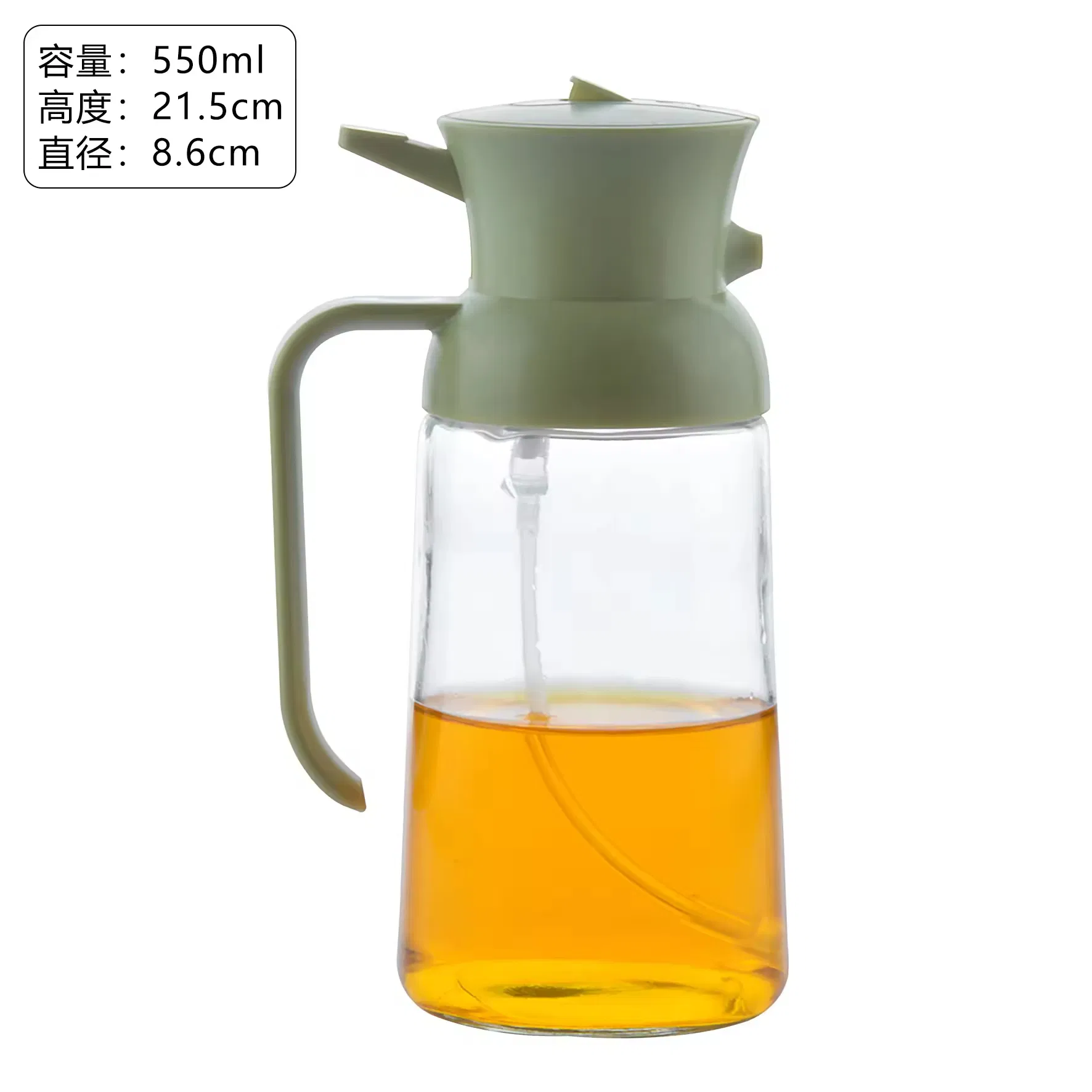 Custom Logo Dark Green 16oz Oil Dispenser Pourer Bottle 2 in 1 Kitchen Cooking Olive Oil Sprayer for Air Fryer Salad Barbecue Baking Oil Sprayer Bottle