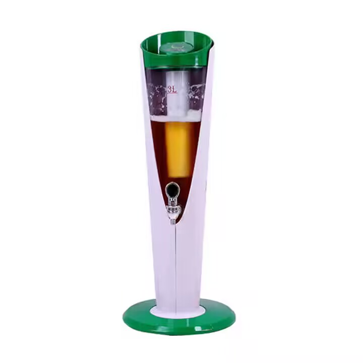 Customized Logo 2L/3L Bar Party Drinking Beverage Plastic Beer Tower Dispenser Liquor Juice Margarita Drink Tower Blue Red Black Green Beer Tower