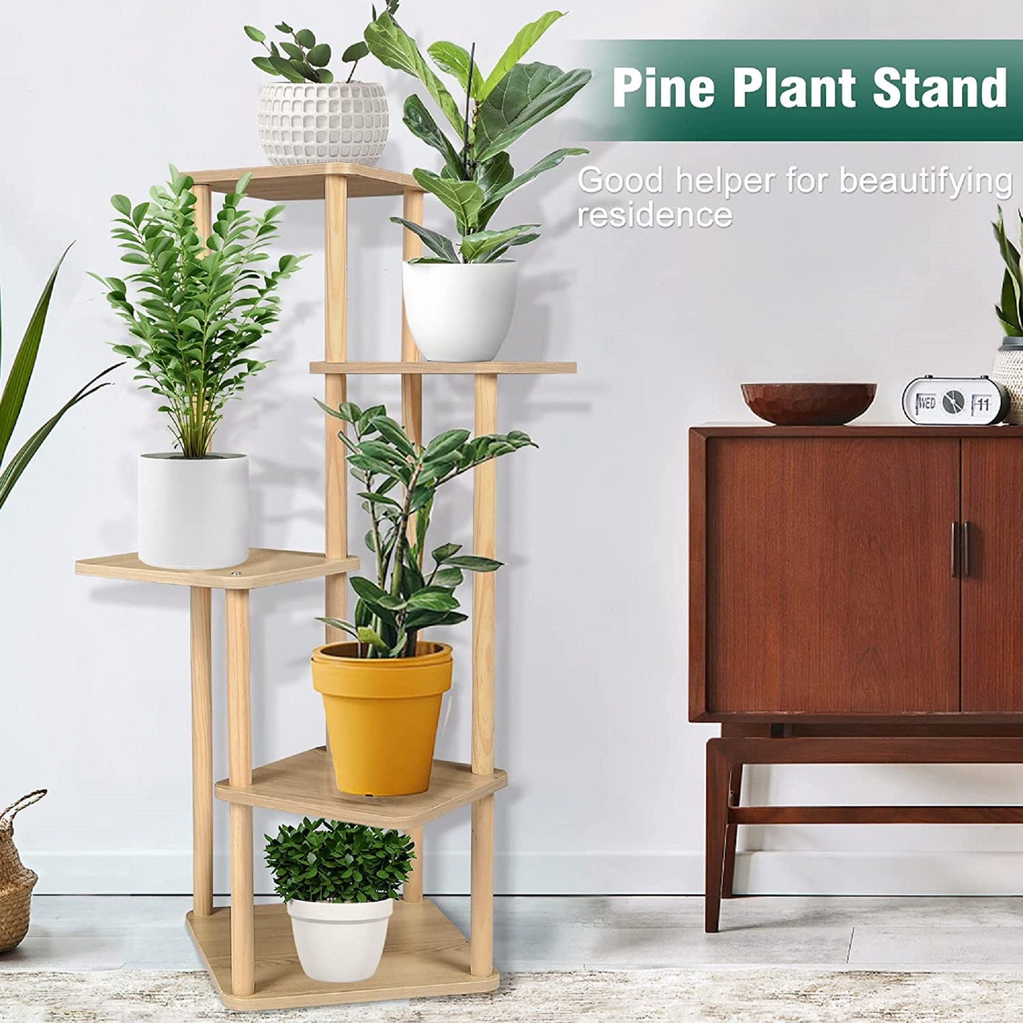 Подставка для растений деревянная Junji полиэтилен