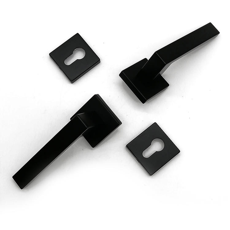 Matt Black Zinc Alloy Square Lever Door Handle Design Handles