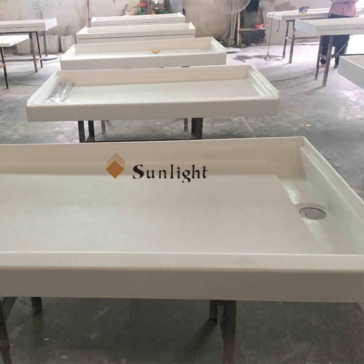 48X36X3 Cultured Marble Shower Tray/Base/Pan Center Drain for Us Hotel/Apartment