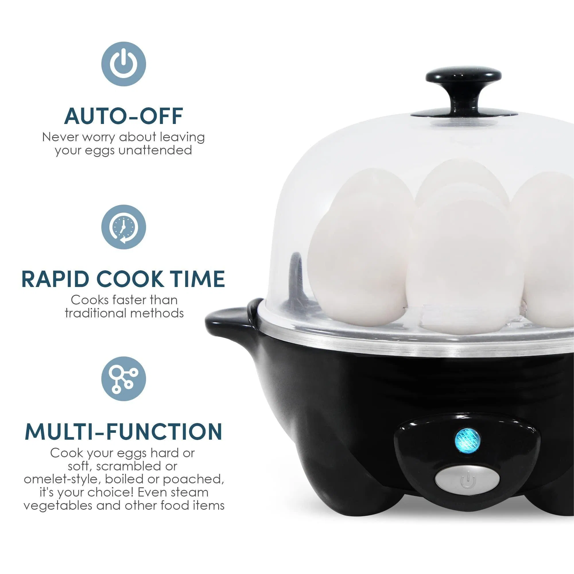 Hot Sale Auto Shut-off Soft Boiled Hard Easy-to-Peel Rapid Egg Cooker Boiler