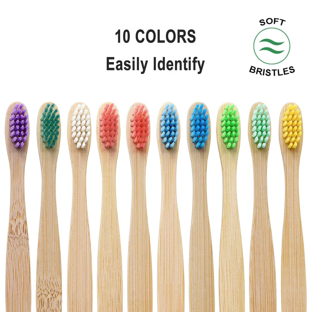 10 Colors Set Kids Bamboo Toothbrush Children Toothbrushes