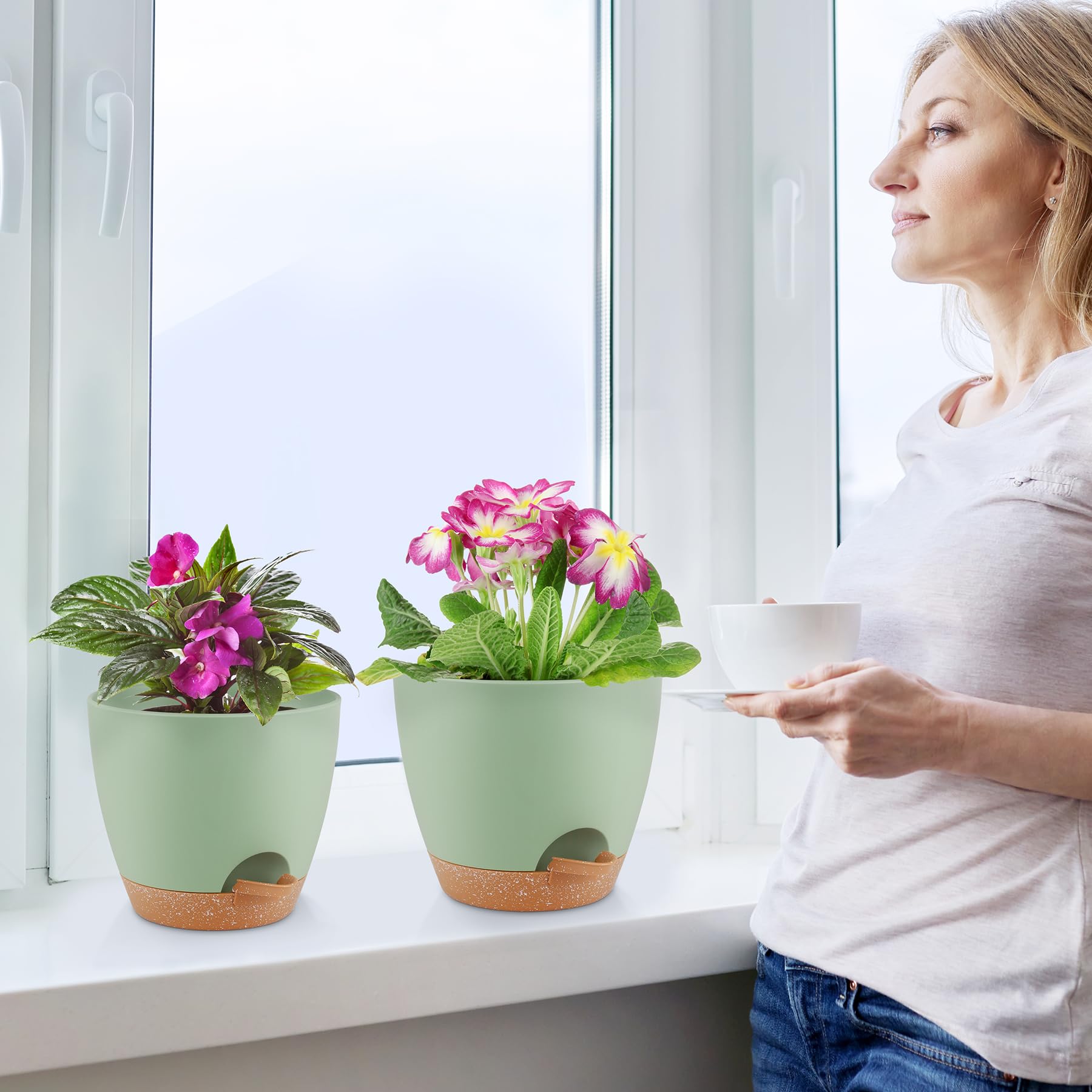 Горшок садовый P78 с автополивом дренажом блюдце