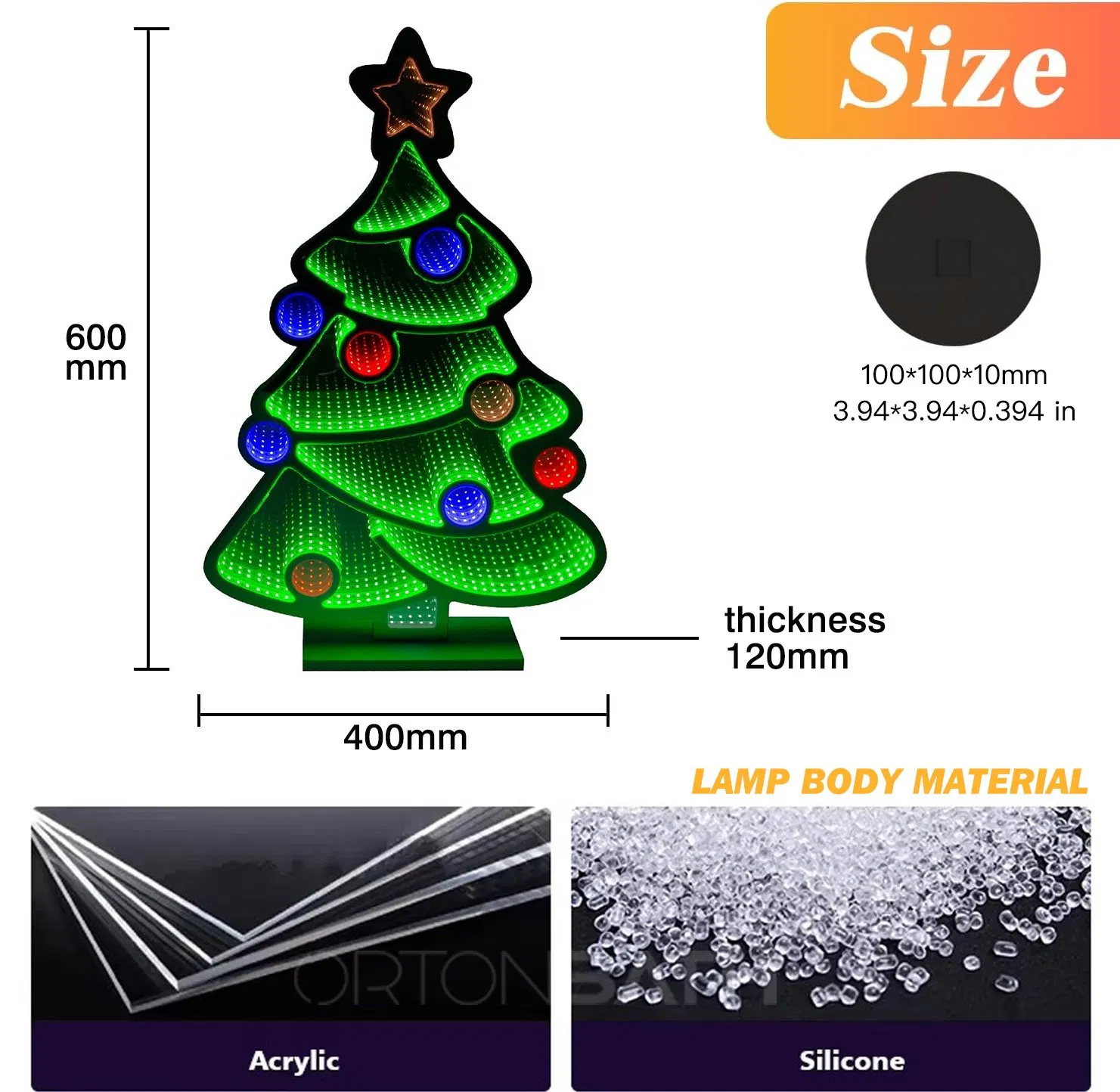 Ortonbath 3D LED Infinity Light USB Powered Santa Claus Christmas Decoration Seasonal Holiday Decor Infinity Mirror LED Lights