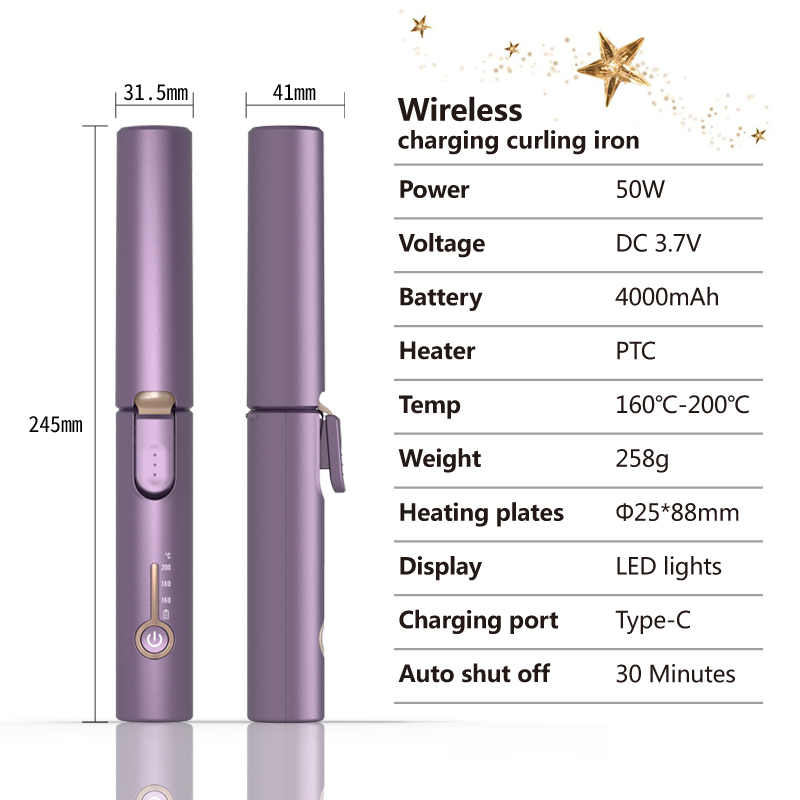 Bidisco High Quality Portable Wireless Automatic Hair Curler USB Rechargeable