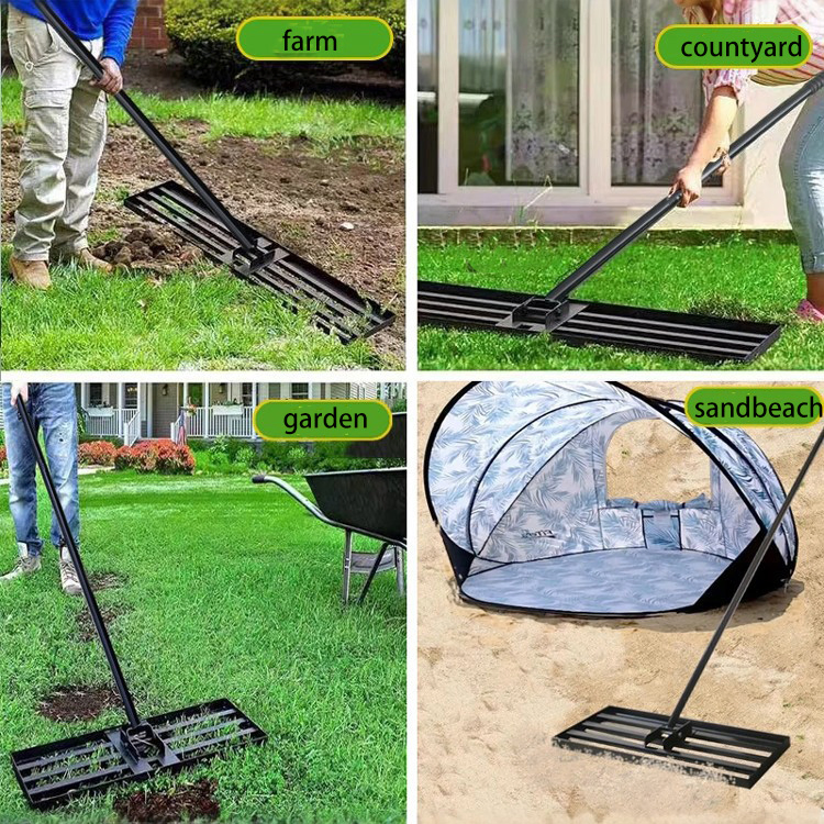 Wholesale Backyard Garden Farm Leveling Rake Soil Grass Hand Tools Lawn Leveler
