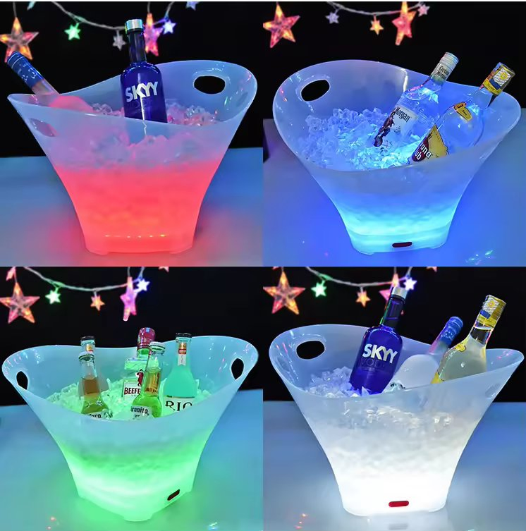 2/3/5/8/12L LED Ice Bucket for Champagne Wine Square Ice Bucket Drinks Beer Bucket for Absolut Vodka Corona Margaritaville