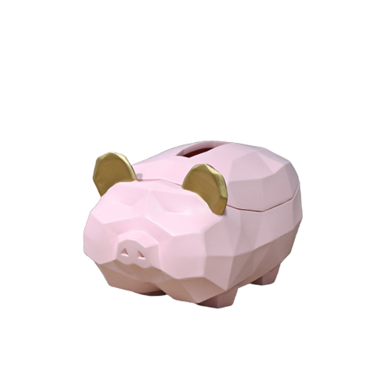 Cute Tissue Box Resin Pig Paper Box for Living Room Table Storage Decoration