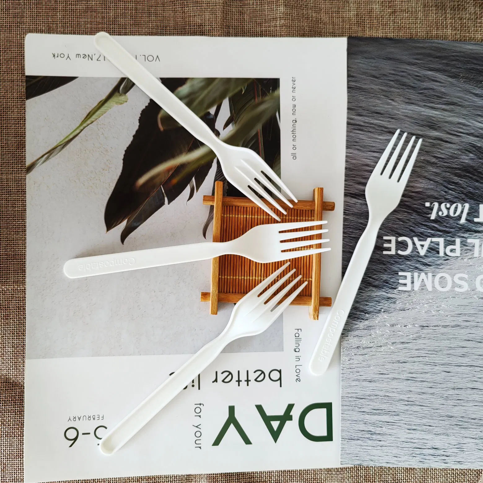 Disposable Bio Compostable Biodegradable Dinnerware 7 Inch PLA Spoon Knife Fork