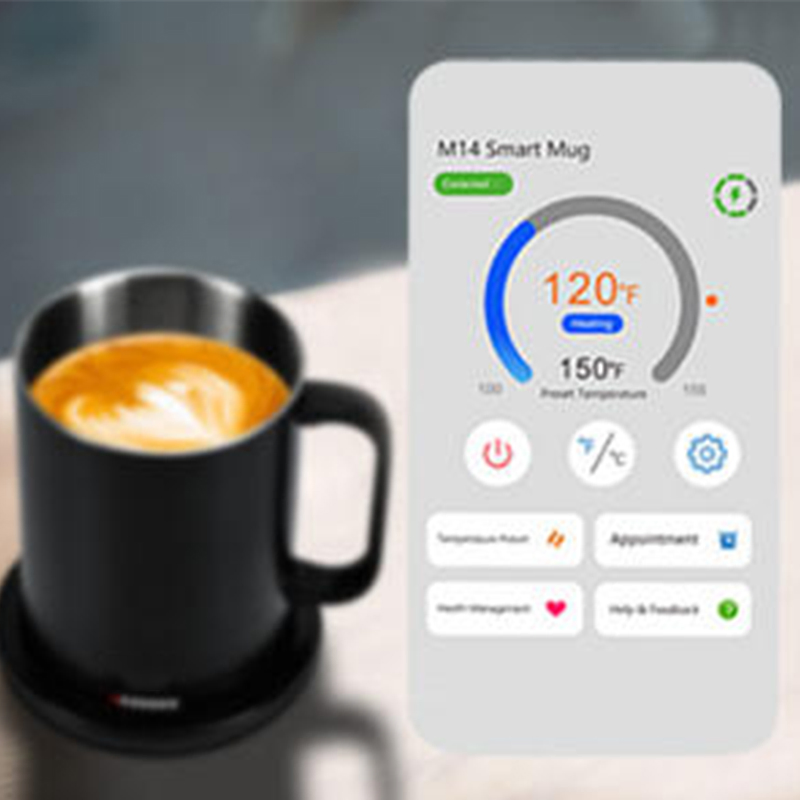 China-Made Temperature Control Smart Mug Self-Heating Coffee Mug with Lid Can Connect Via Phone Bluetooth