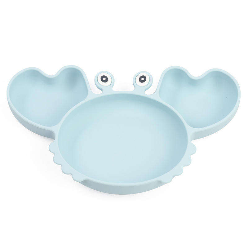 265*157*30 mm Divided Silicone Baby Feeding Nursing Kids Suction Crab Container