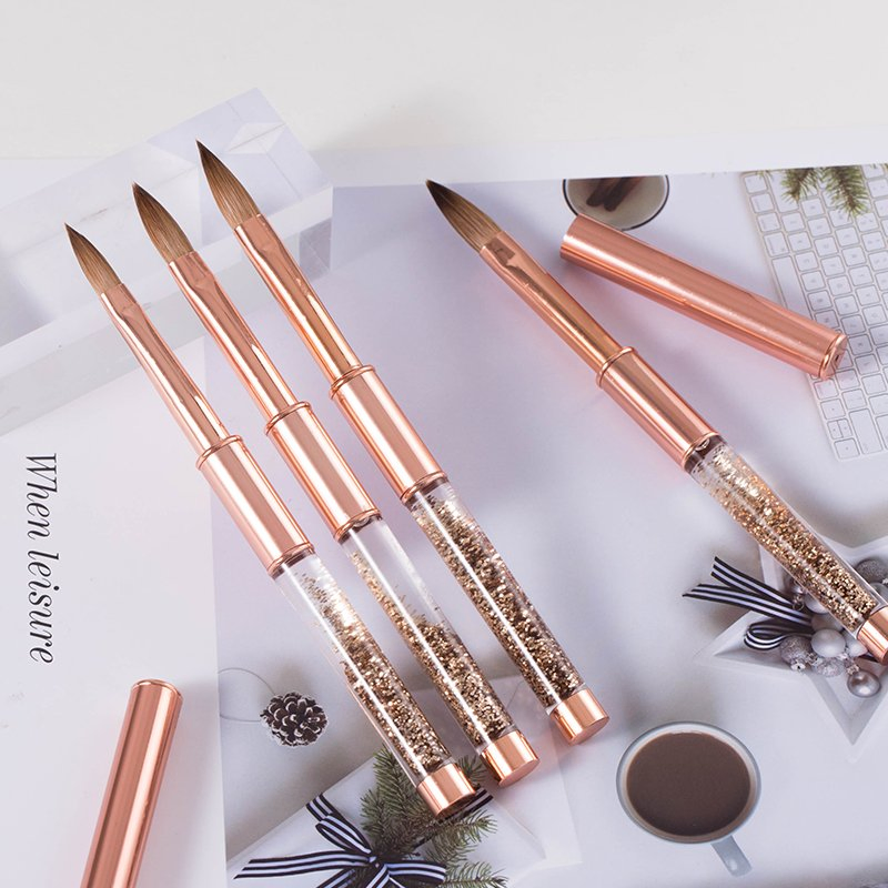 100% Kolinsky Rose Gold Liquid Metal Acrylic Nails Art Brush