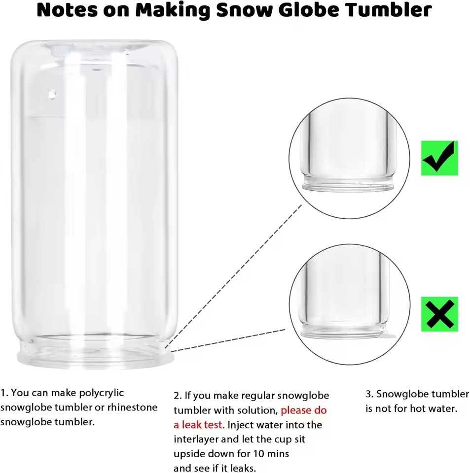 16oz Eco-Friendly Insulated Double Wall Plastic Snow Globe Tumbler Slim Design with Glitter PP Material Lid Straw Tea Wine Gifts