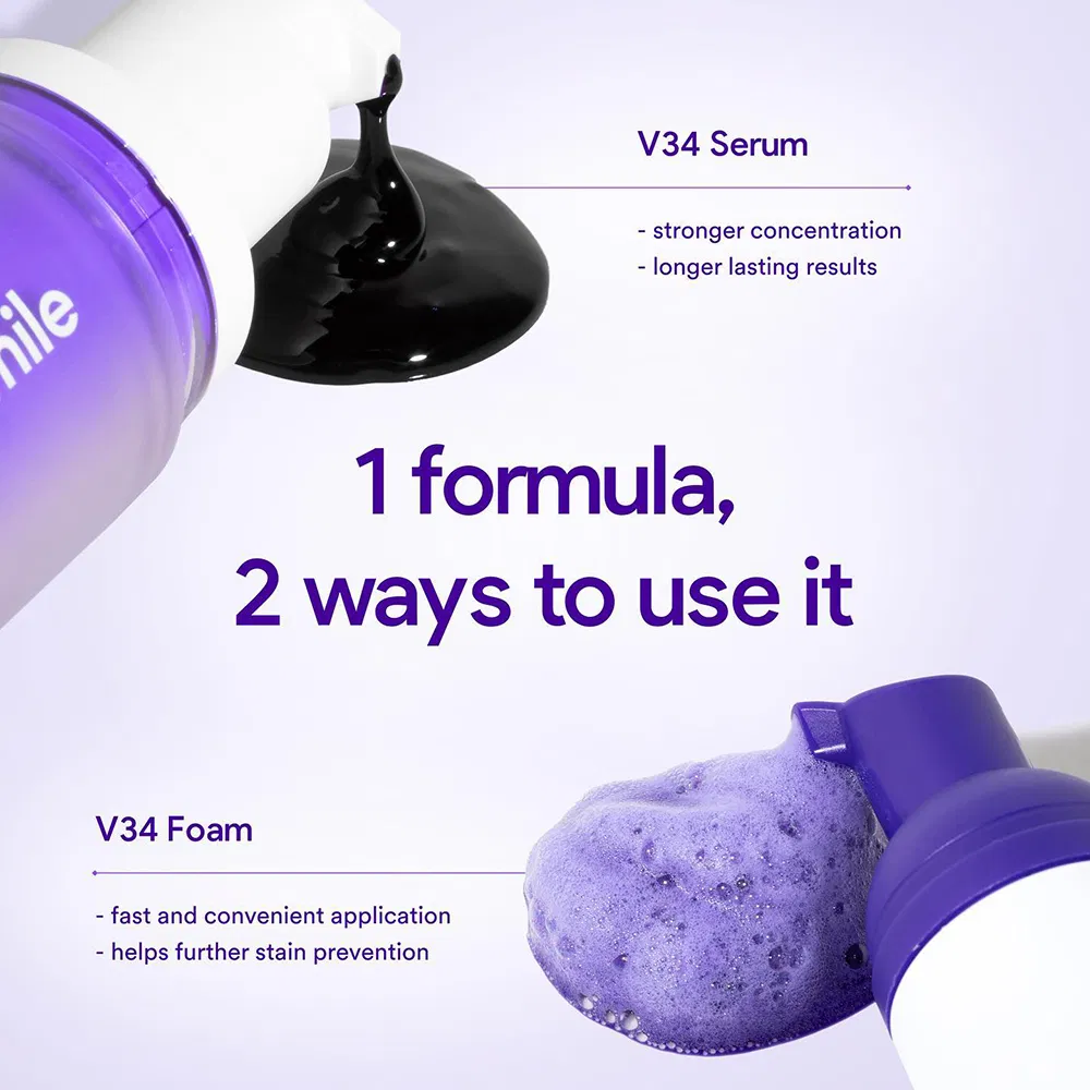 Purple V34 Colour Corrector Foam Mousse Toothpaste for Teeth Color
