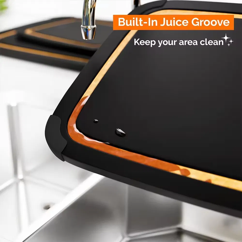 Eco-Friendly Kitchen Double Sided Pine Wood Fiber Cutting Board with Juice Groove