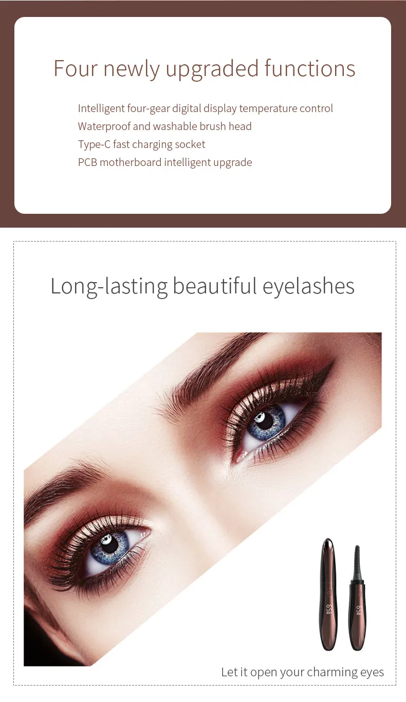 Heated Eyelash Curler Electric Eyelash Curler Electronic Eye Lashes Curling with USB Rechargeable for Women