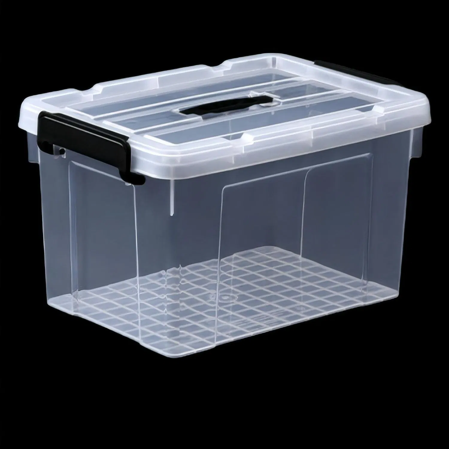 Transparent Stackable PP Plastic Storage Box with Secure Latching Lid and Wheels