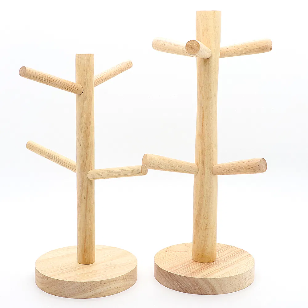 Kitchen Bamboo Stand Hanger Cup Rack Holder Tree Coffee Tea Natural Bamboo Mug Organizer