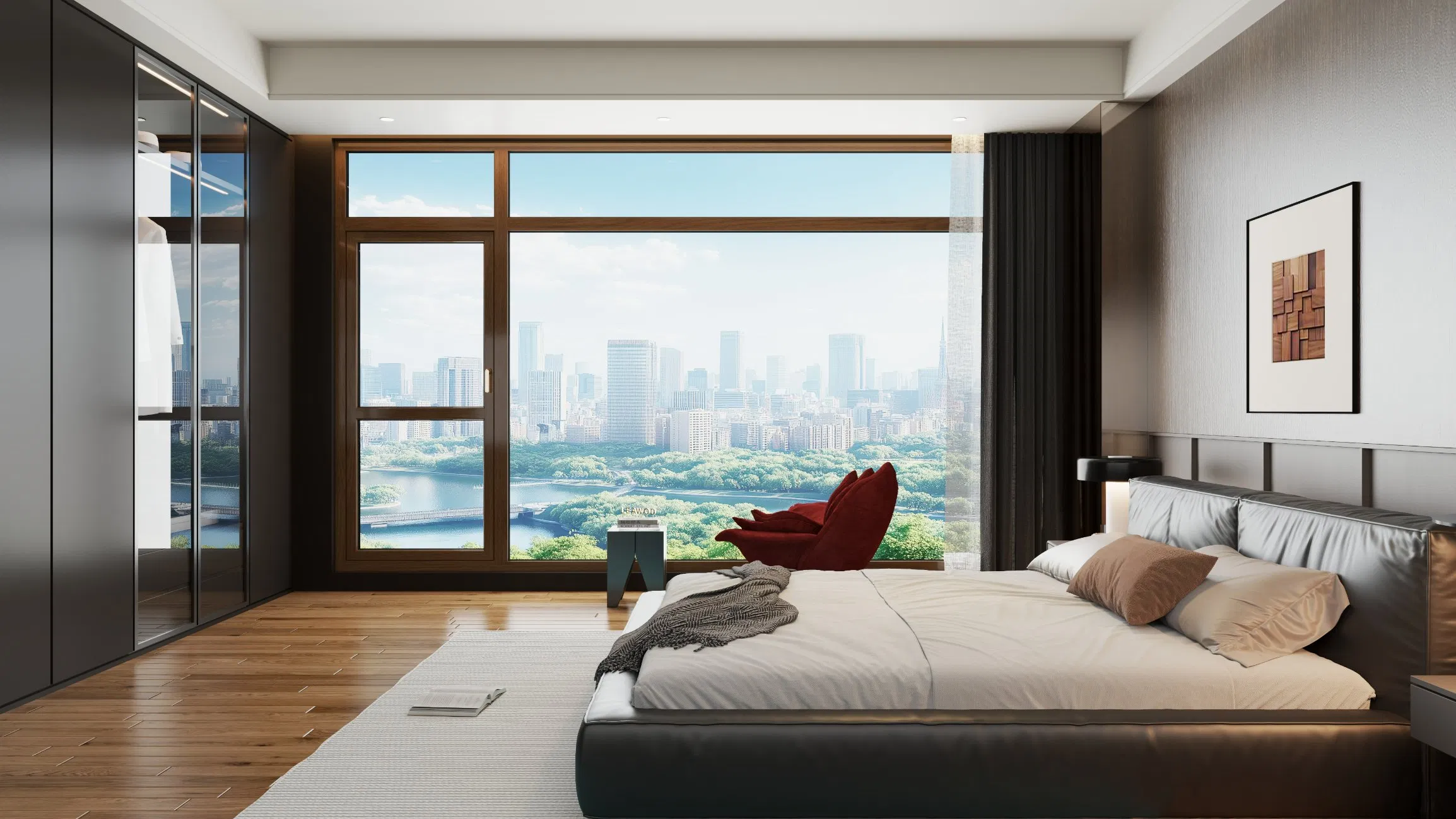 Broken Bridge Aluminum Wood Casement Window Wooden Window for Project