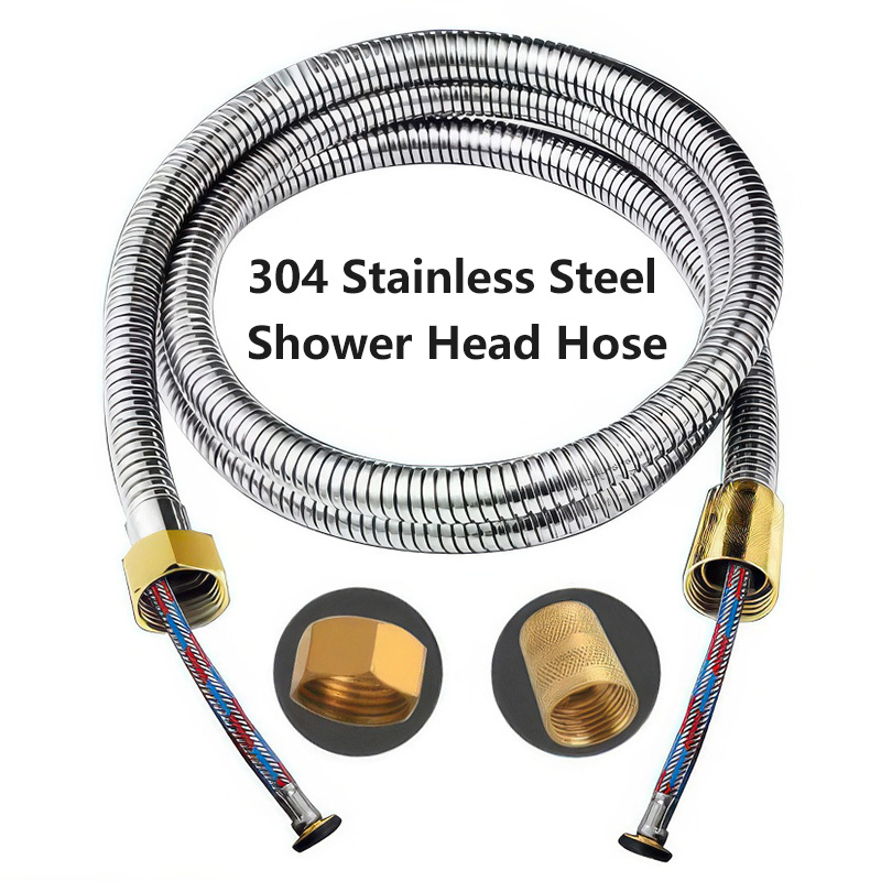 304 Stainless Steel Anti Leak 1.5m 2m Explosion Proof Braided Steel Wire Solid Brass Insert Nut Showerhead Hose