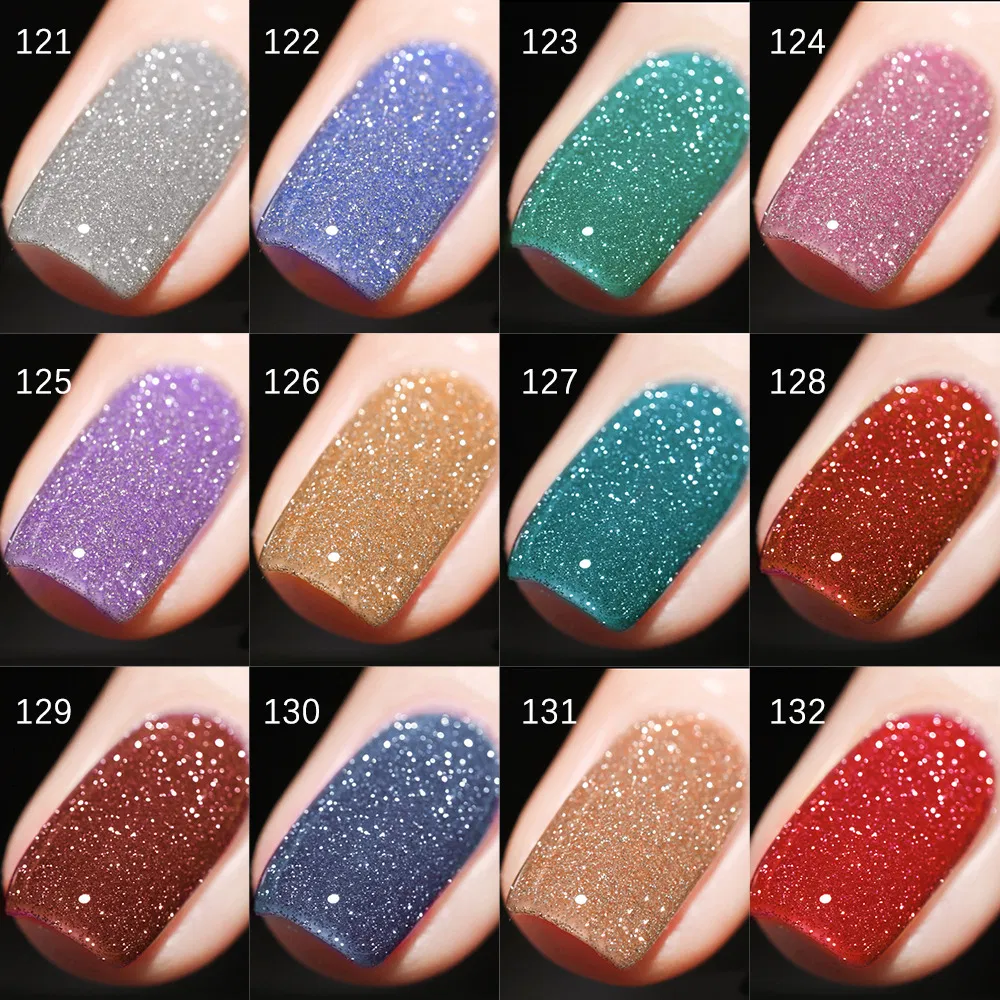 Holographic Gel Nail Polish - 12 Colors Rainbow Chrome Mirror Effect Nail Color Gel with Prismatic Shine