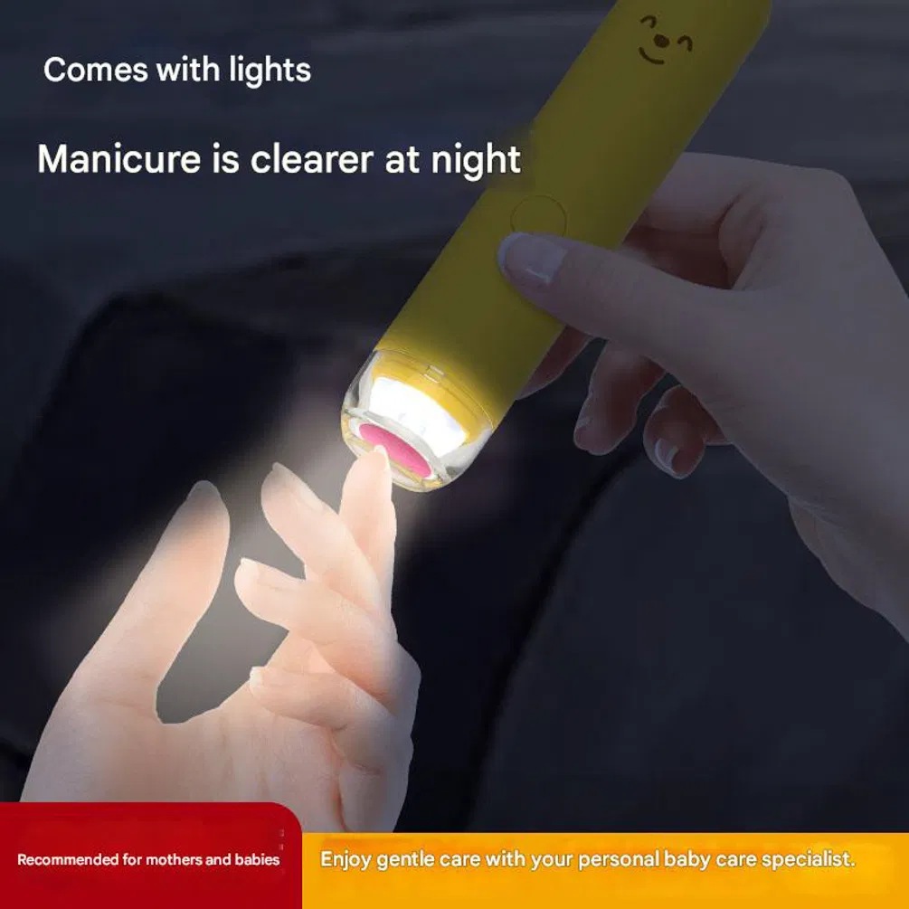 Cute Design 6 in 1 LED Light Electric Nail Clipper Rechargeable Safe Baby Care Nail Trimmer for Kids Manicure