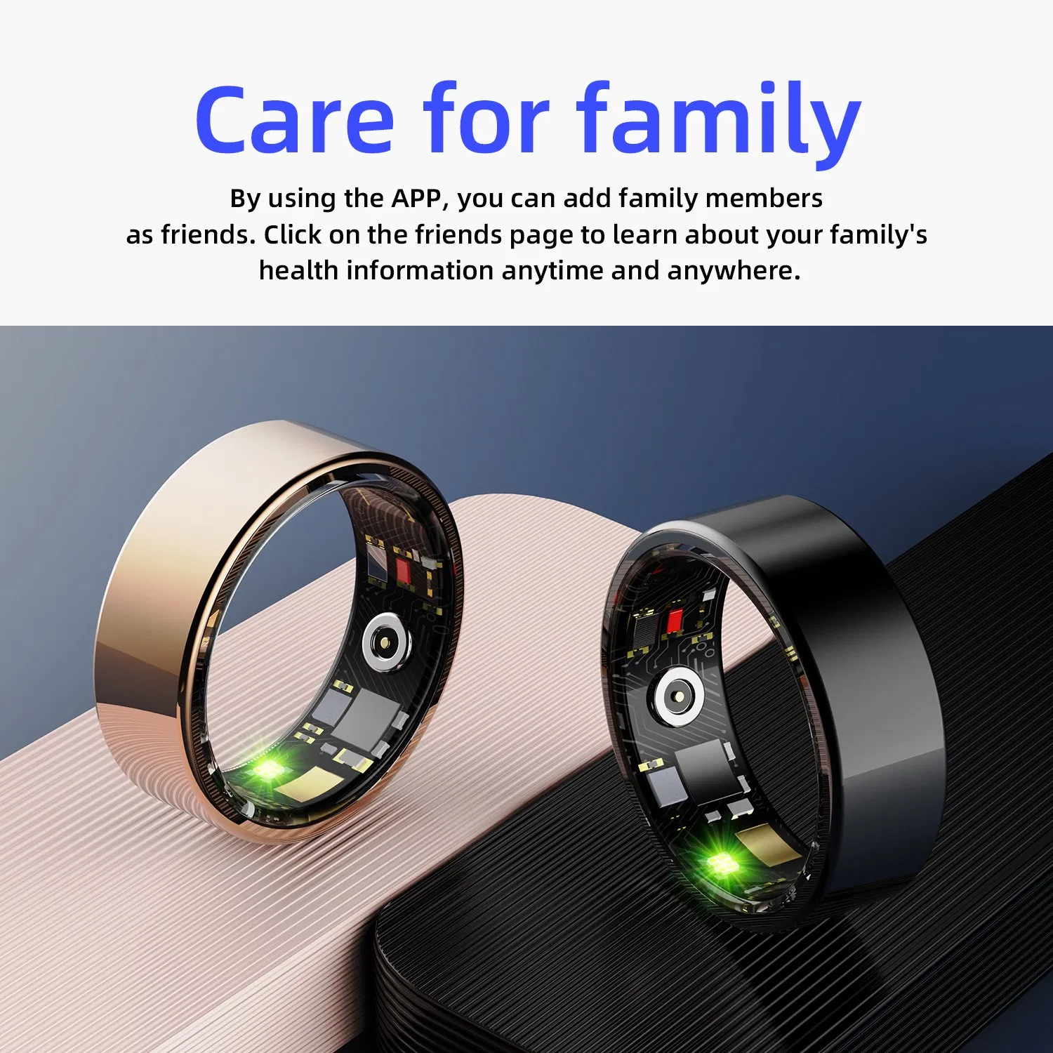 Bt Connection IP68 Electronic Hand Finger Fitness Sports Sleep Monitor Health Tracker Smart Ring