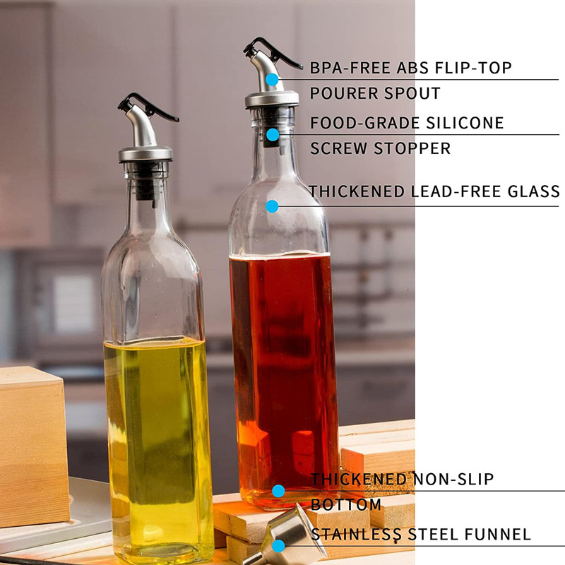 250ml 500ml 750ml Round Square Glass Olive Oil Bottle with Dispenser