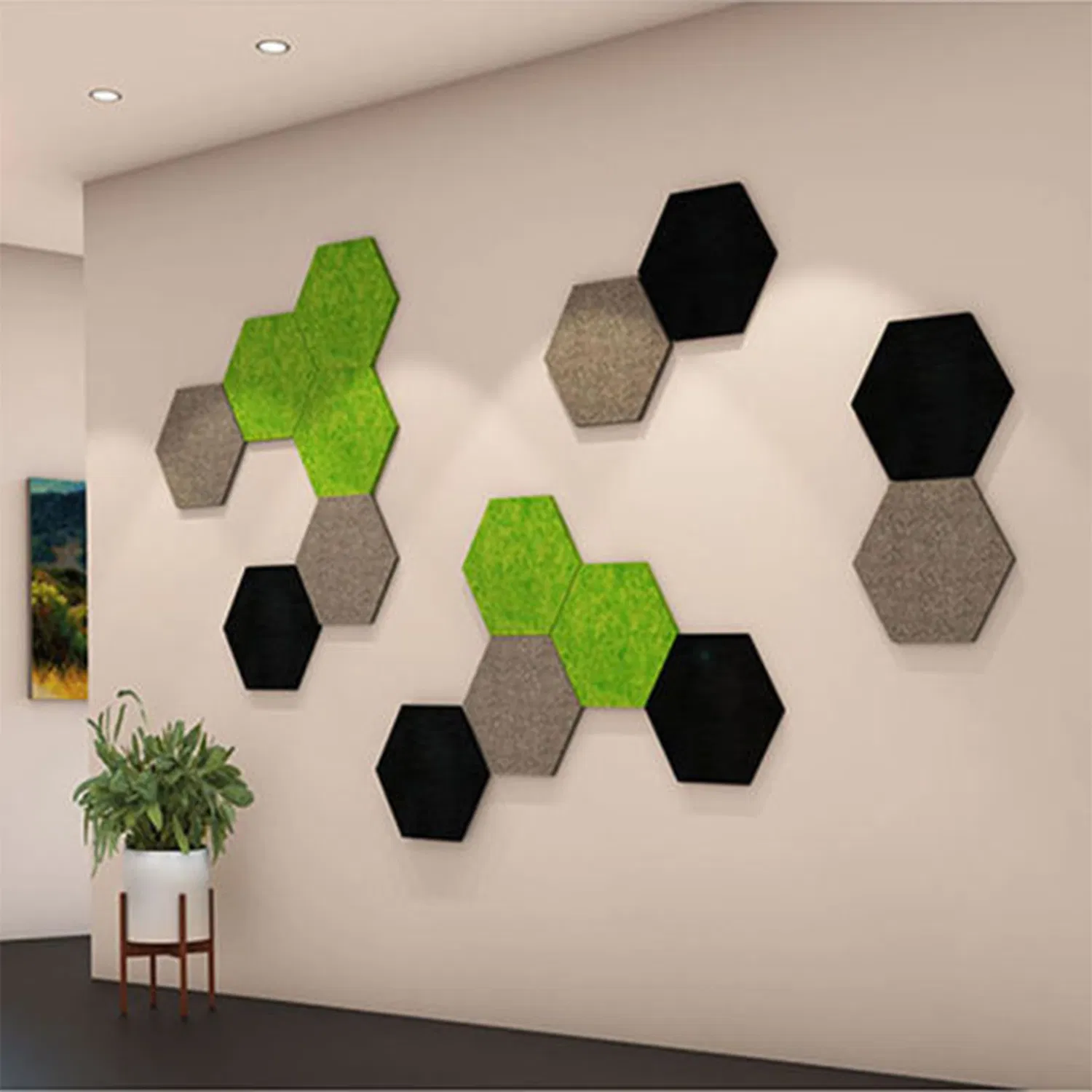 Hexagonal Acoustic Panels and Sound Masking Polyester Fiberboard